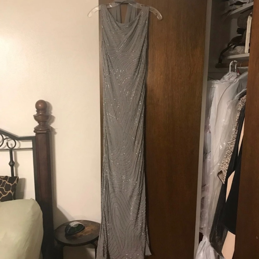 Jovani grey sequin dress
